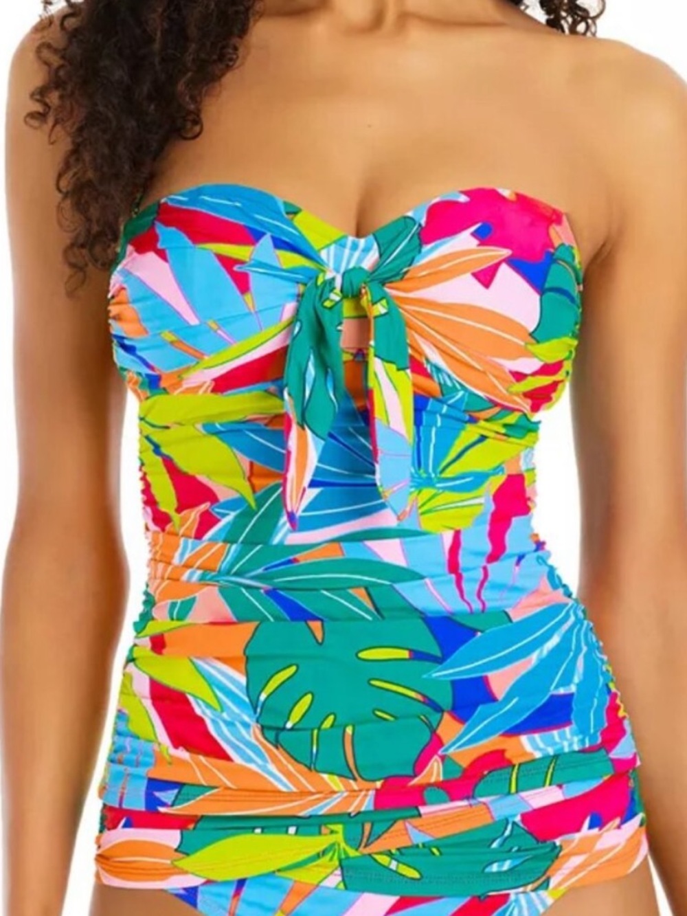 NWT Bleu Rod Beattie Life Of The Party Tie Front Multi Color Tankini Size 12